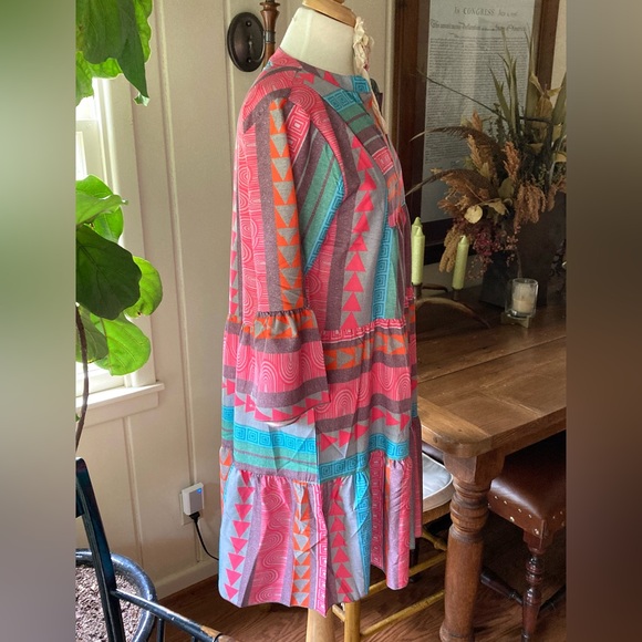 NWT PINK/BLUE PRINT SUMMER DRESS MEDIUM - Picture 6 of 11